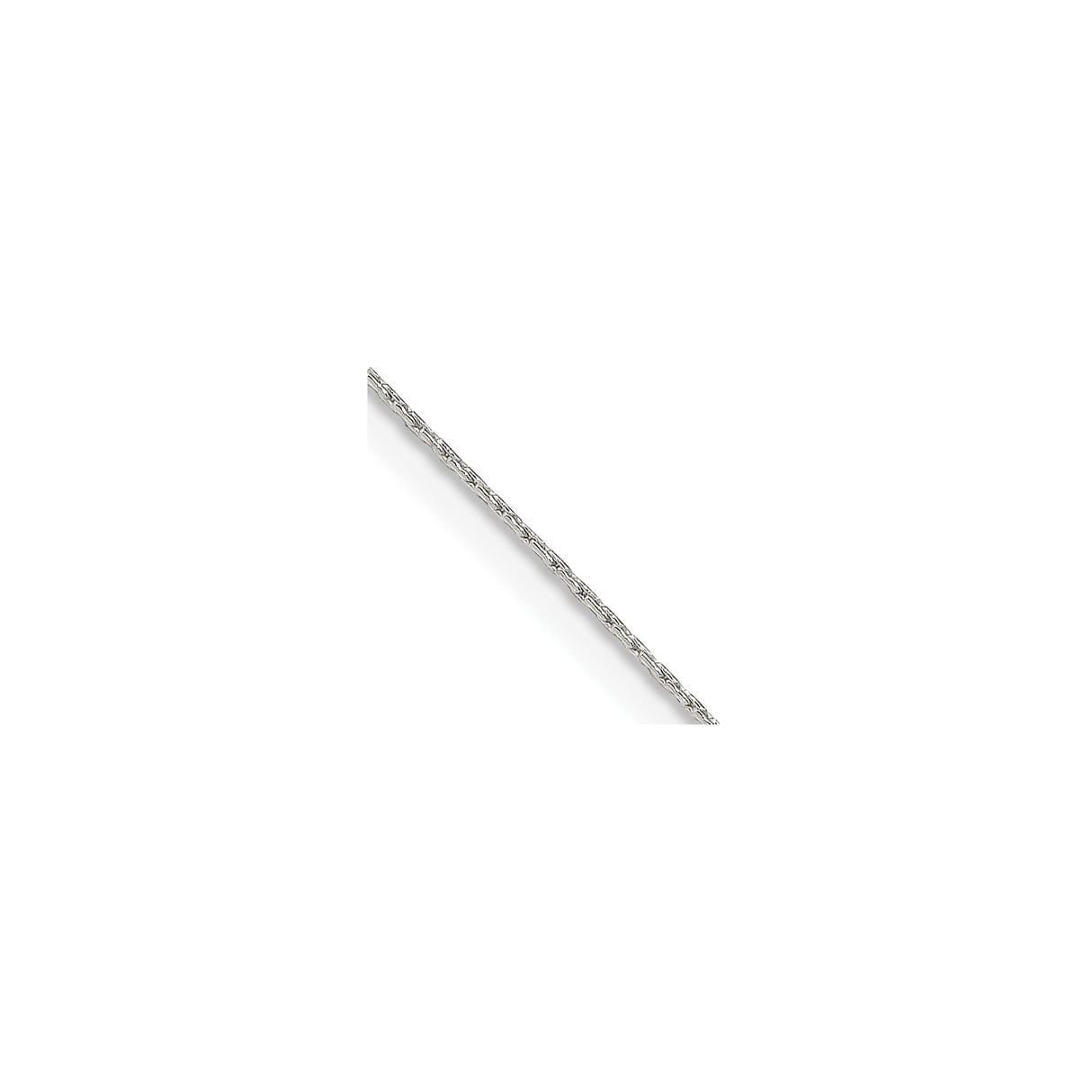 925 White Gold 0.6 mm Box Chain Necklace, Polished detail view