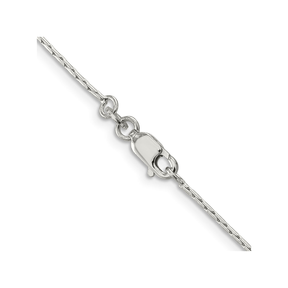 925 White Gold 1 mm Box Chain Necklace, Polished alternate angle
