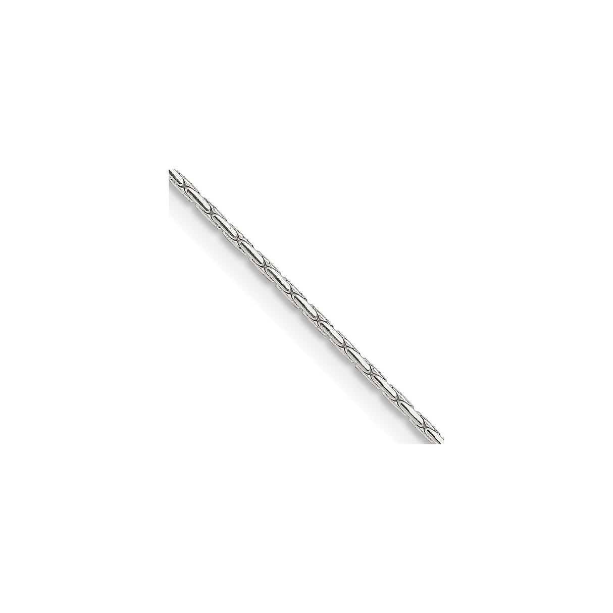 925 White Gold 1 mm Box Chain Necklace, Polished detail view