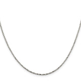 925 White Gold 1.35 mm Box Chain Necklace, Polished