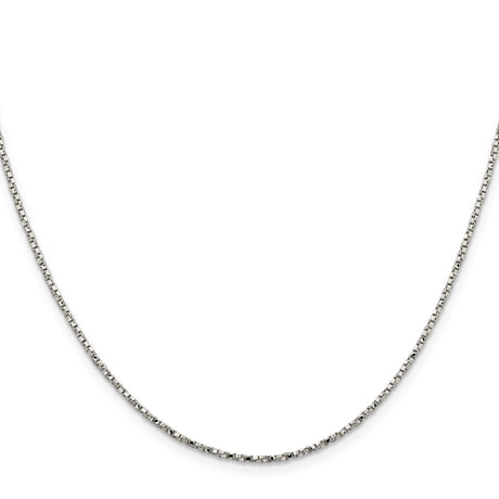 925 White Gold 1.35 mm Box Chain Necklace, Polished