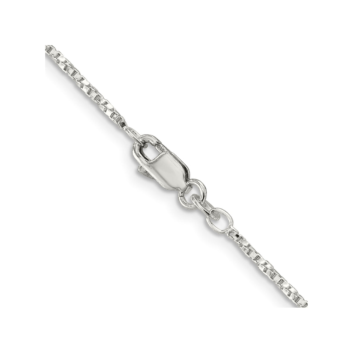 925 White Gold 1.35 mm Box Chain Necklace, Polished alternate angle