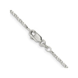 925 White Gold 1.35 mm Box Chain Necklace, Polished alternate angle
