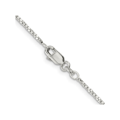 925 White Gold 1.35 mm Box Chain Necklace, Polished alternate angle