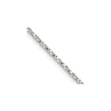 925 White Gold 1.35 mm Box Chain Necklace, Polished detail view