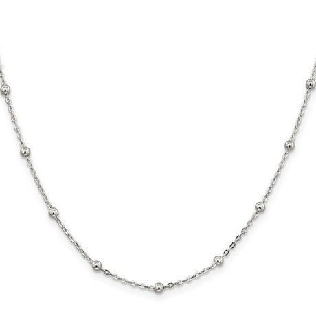 925 White Gold 1.3 mm Polished Chain Necklace, Solid