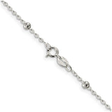 925 White Gold 1.3 mm Polished Chain Necklace, Solid alternate angle