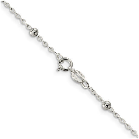 925 White Gold 1.3 mm Polished Chain Necklace, Solid alternate angle