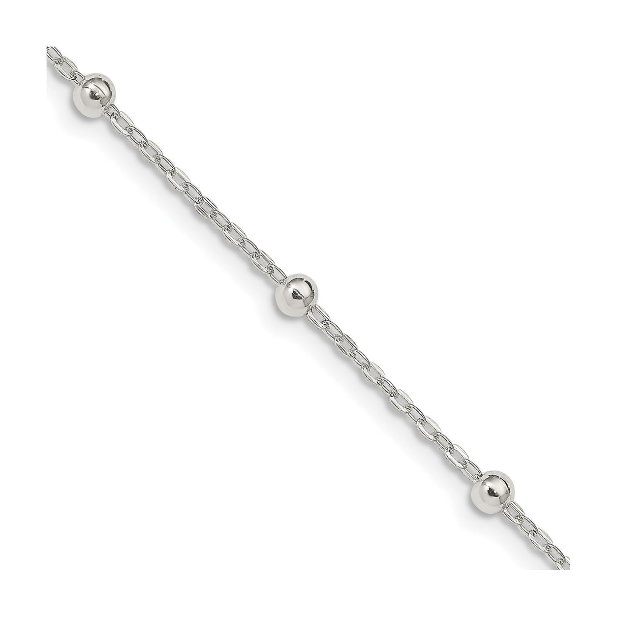 925 White Gold 1.3 mm Polished Chain Necklace, Solid detail view