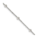 925 White Gold 1.3 mm Polished Chain Necklace, Solid detail view
