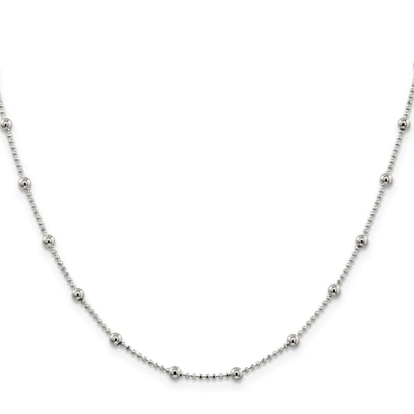 925 White Gold 1.15 mm Polished Chain Necklace, Solid