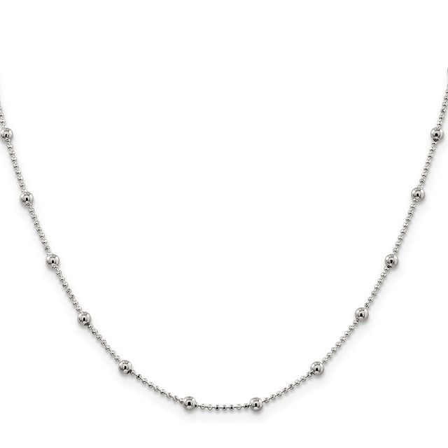 925 White Gold 1.15 mm Polished Chain Necklace, Solid