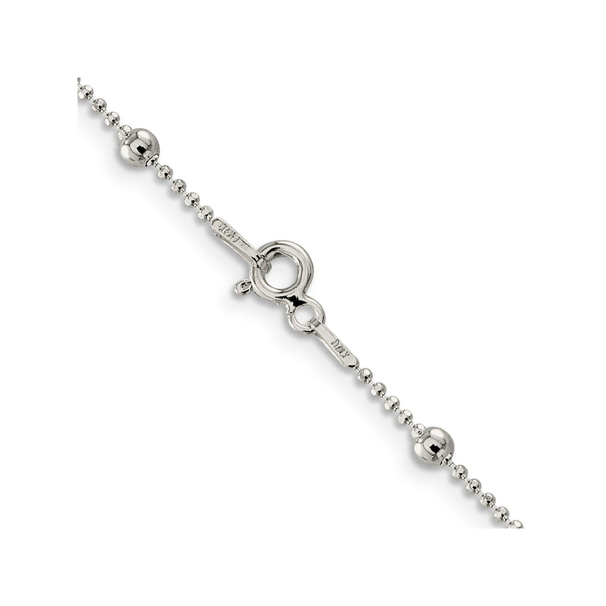 925 White Gold 1.15 mm Polished Chain Necklace, Solid alternate angle