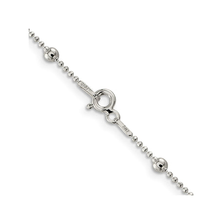 925 White Gold 1.15 mm Polished Chain Necklace, Solid alternate angle