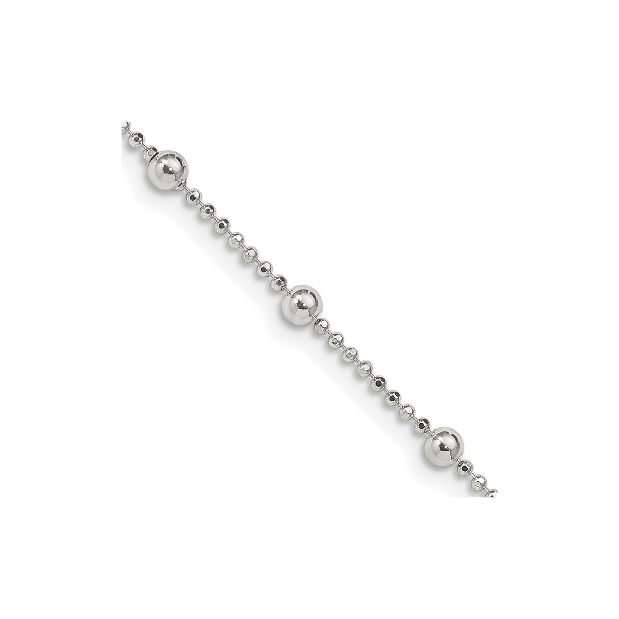 925 White Gold 1.15 mm Polished Chain Necklace, Solid detail view