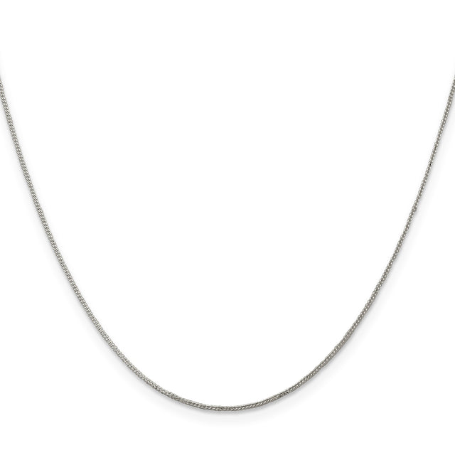 925 White Gold 0.8 mm Curb Chain Necklace, Polished