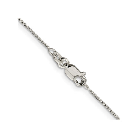 925 White Gold 0.8 mm Curb Chain Necklace, Polished alternate angle