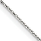 925 White Gold 0.8 mm Curb Chain Necklace, Polished detail view