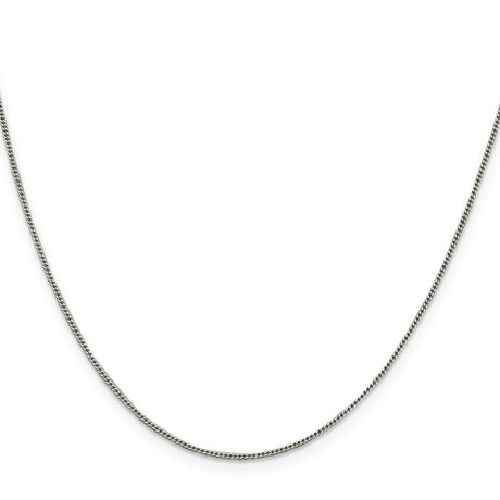 925 White Gold 1 mm Curb Chain Necklace, Polished