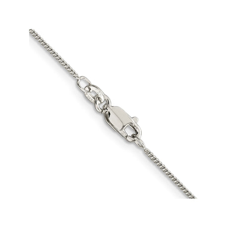 925 White Gold 1 mm Curb Chain Necklace, Polished alternate angle