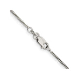 925 White Gold 1.15 mm Curb Chain Necklace, Polished alternate angle