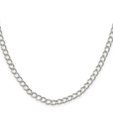 925 White Gold 4.5 mm Curb Chain Necklace, Polished