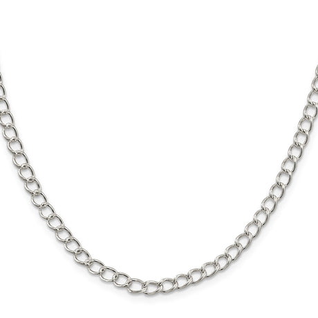 925 White Gold 4.5 mm Curb Chain Necklace, Polished