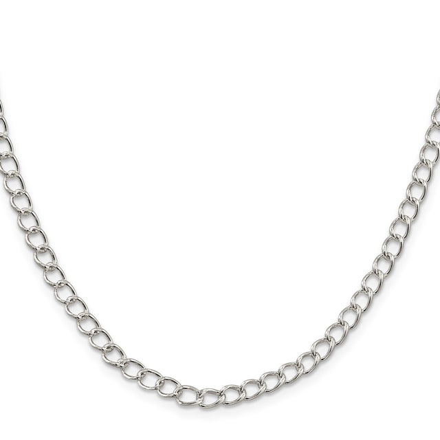 925 White Gold 4.5 mm Curb Chain Necklace, Polished