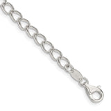 925 White Gold 4.5 mm Curb Chain Bracelet, Polished shown for scale