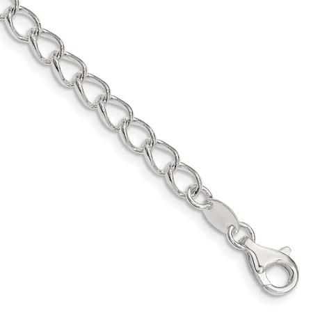 925 White Gold 4.5 mm Curb Chain Bracelet, Polished shown for scale