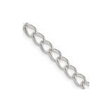 925 White Gold 4.5 mm Curb Chain Necklace, Polished detail view