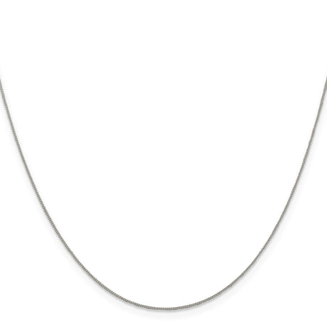 925 White Gold 0.5 mm Curb Chain Necklace, Polished