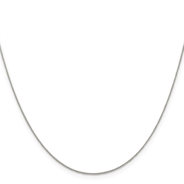 925 White Gold 0.5 mm Curb Chain Necklace, Polished