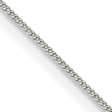 925 White Gold 0.5 mm Curb Chain Necklace, Polished detail view