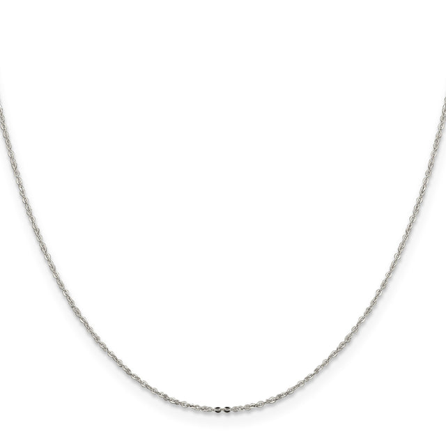 925 White Gold 1.15 mm Polished Chain Necklace, Solid