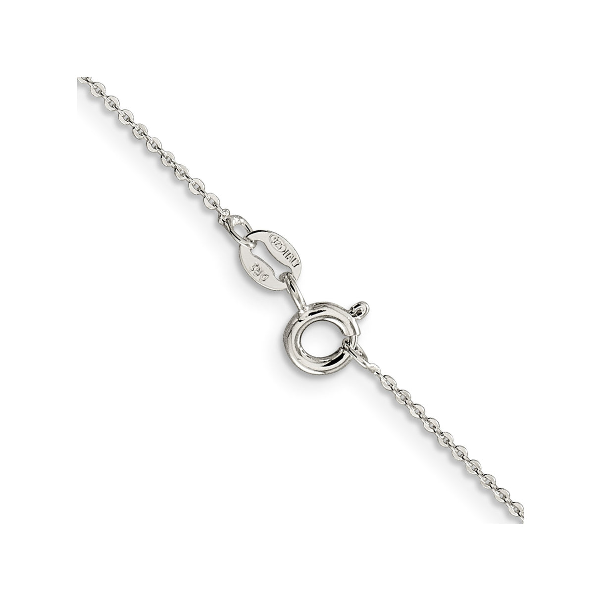 925 White Gold 1.15 mm Polished Chain Necklace, Solid alternate angle