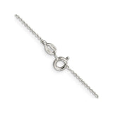 925 White Gold 1.15 mm Polished Chain Necklace, Solid alternate angle