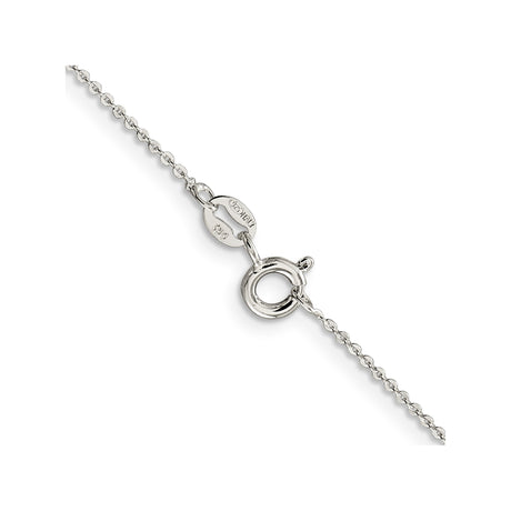 925 White Gold 1.15 mm Polished Chain Necklace, Solid alternate angle