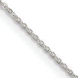 925 White Gold 1.15 mm Polished Chain Necklace, Solid detail view