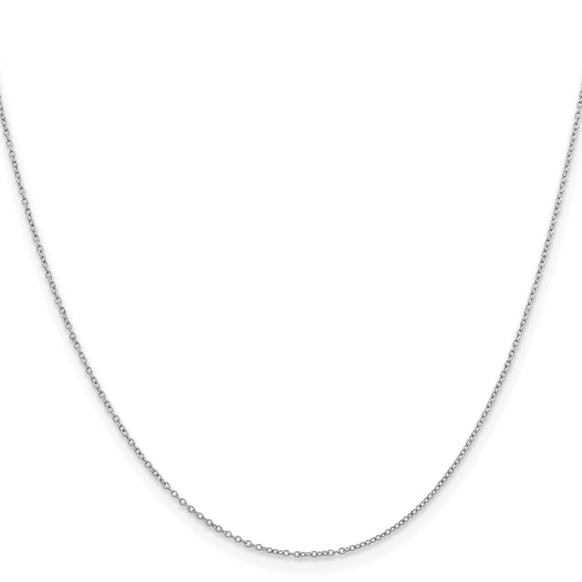 925 White Gold 1 mm Polished Chain Necklace, Solid