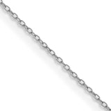 925 White Gold 1 mm Polished Chain Necklace, Solid detail view