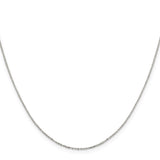925 White Gold 1 mm Polished Chain Necklace, Solid