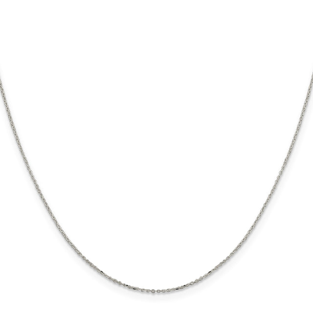 925 White Gold 1 mm Polished Chain Necklace, Solid