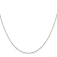 925 White Gold 1 mm Polished Chain Necklace, Solid