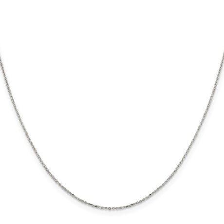 925 White Gold 1 mm Polished Chain Necklace, Solid
