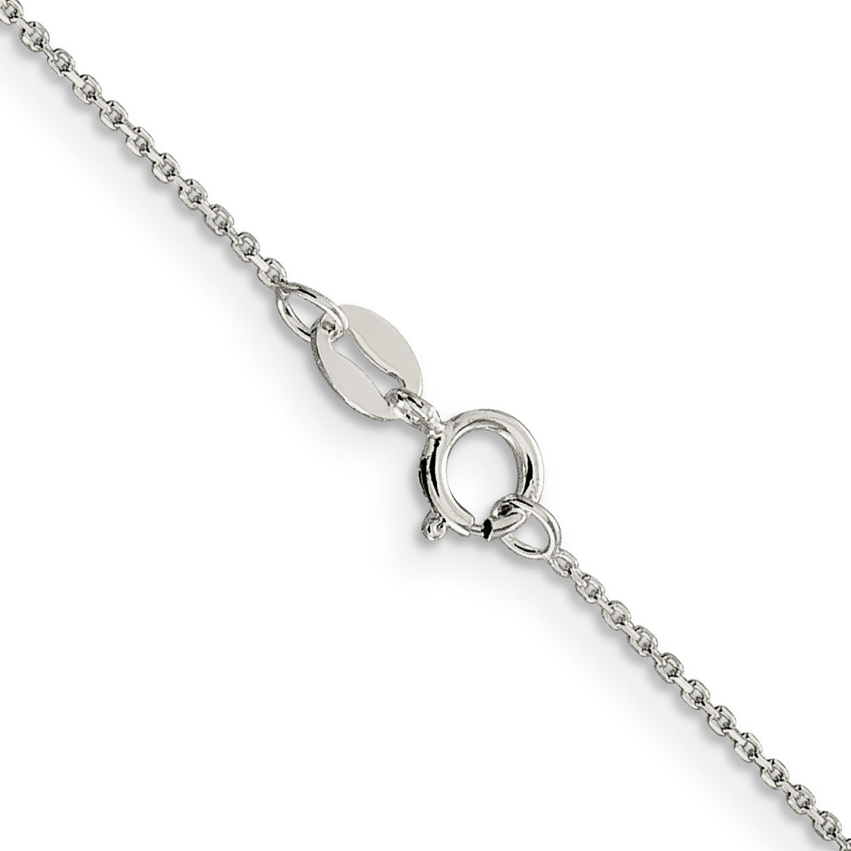 925 White Gold 1 mm Polished Chain Necklace, Solid alternate angle