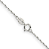 925 White Gold 1 mm Polished Chain Necklace, Solid alternate angle
