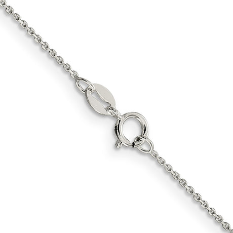 925 White Gold 1 mm Polished Chain Necklace, Solid alternate angle