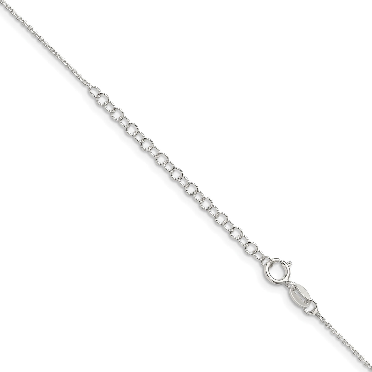 925 White Gold 1 mm Polished Chain Necklace, Solid detail view