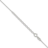 925 White Gold 1 mm Polished Chain Necklace, Solid detail view